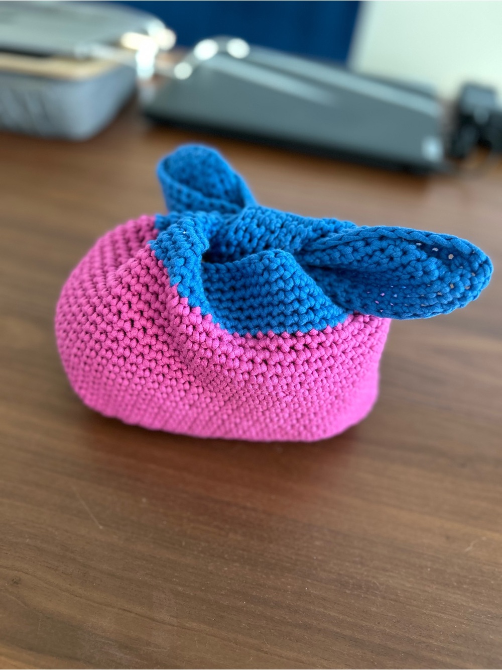 Handmade crochet make up Pouch - Pink & Blue
